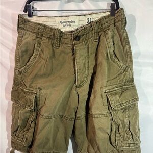 Abercrombie & Fitch Cargo Shorts Mens 31 Fatigue Heavy Drawstring Distress Y2K